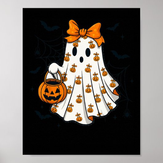 Ghost Coquette Spooky Halloween Pumpkin Traktatie Poster (Voorkant)