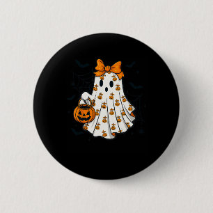 Ghost Coquette Spooky Halloween Pumpkin Traktatie  Ronde Button 5,7 Cm