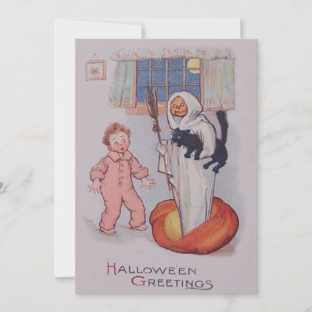 Ghost Costume glimlachend Jack O Lantern Black Cat (Voorkant)