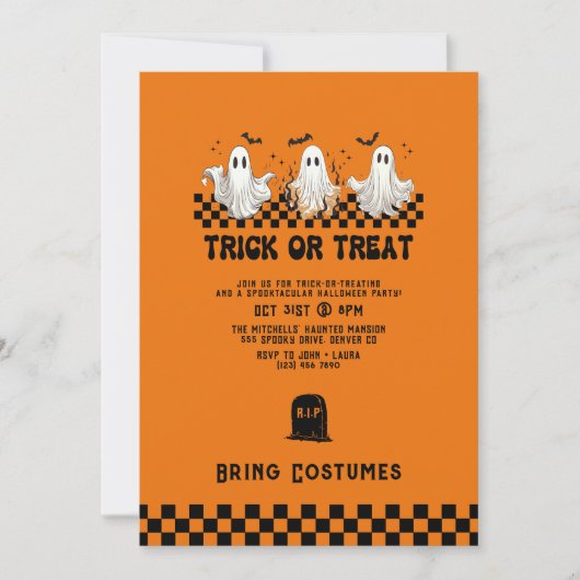 Ghost Costume Trick or treat Halloween Party Kaart (Voorkant)