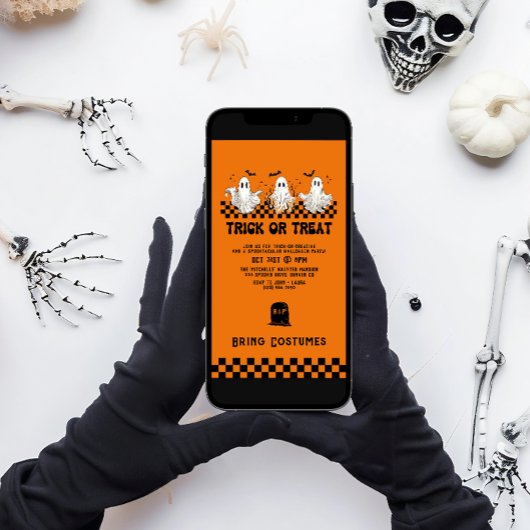 Ghost Costume Trick or treat Halloween Party Kaart