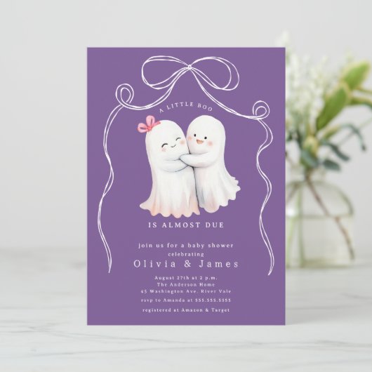 Ghost Couple Baby shower Invitation Kaart (Staand voorkant)