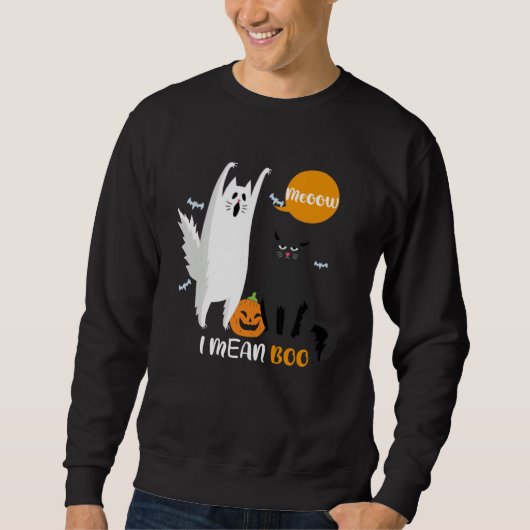 Ghost Cow Meow I Mean Boo Moon Halloween 2021  Cat Trui (Voorkant)