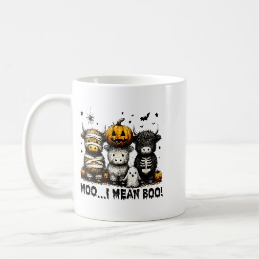 Ghost Cow Moo I Mean Boo Halloween Outfit Funny Co Koffiemok (Links)