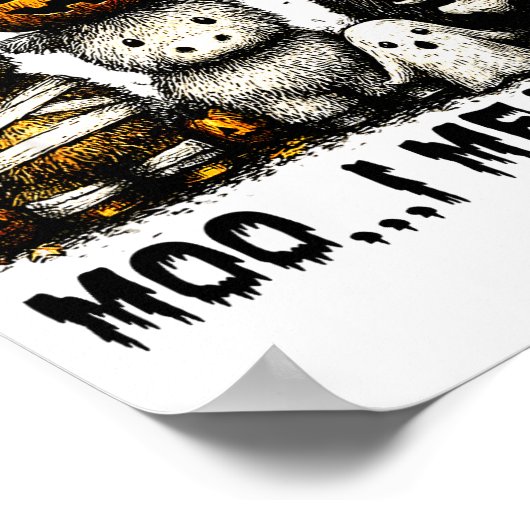 Ghost Cow Moo I Mean Boo Halloween Outfit Funny Co Poster (Hoek)