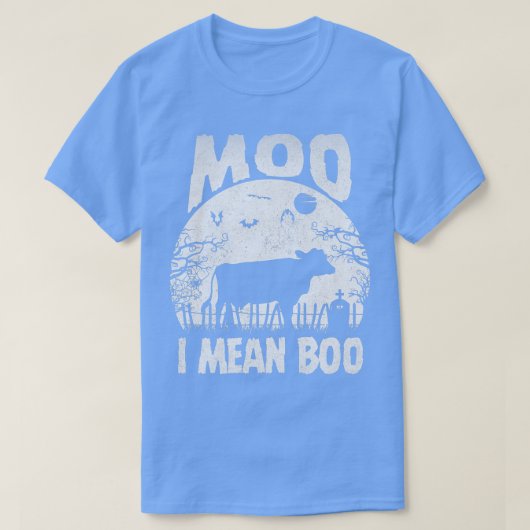 Ghost Cow Moo I Mean Boo Pumpkin Moon Halloween fo T-shirt (Design voorkant)