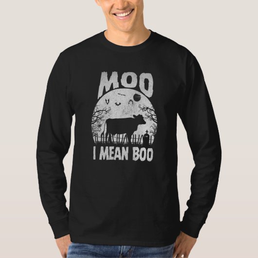 Ghost Cow Moo I Mean Boo Pumpkin Moon Halloween Fo T-shirt (Voorkant)