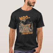 Ghost Cow Moo I Mean Boo Pumpkin Moon Halloween T-shirt (Voorkant)