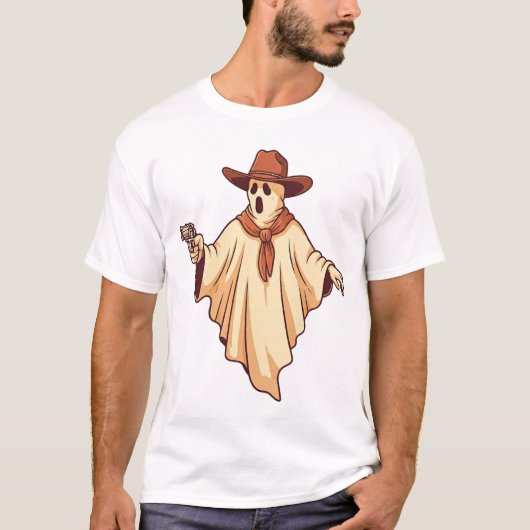 Ghost Cowboy Halloween Funny Haunted Costume T-shirt (Voorkant)
