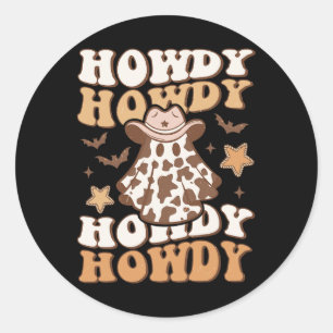 Ghost Cowboy Pet Bats Rodeo Western Halloween Ronde Sticker