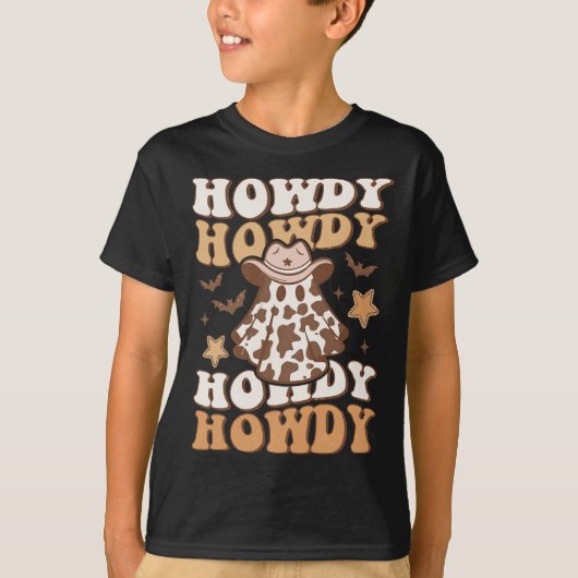 Ghost Cowboy Pet Bats Rodeo Western Halloween T-shirt (Voorkant)