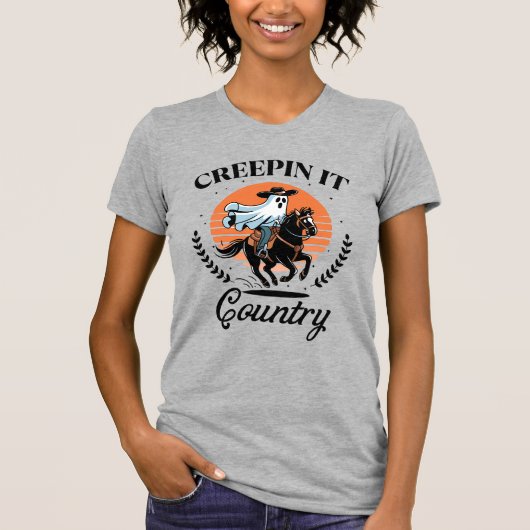 Ghost Cowboy Riding Horse Halloween T-shirt (Voorkant)