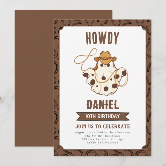 Ghost Cowboy Uitnodiging voor verjaardag (Voorkant / Achterkant)