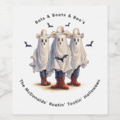 Ghost Cowboy Western Thema Spooky Halloween Party Wijn Etiket (Enkel label)