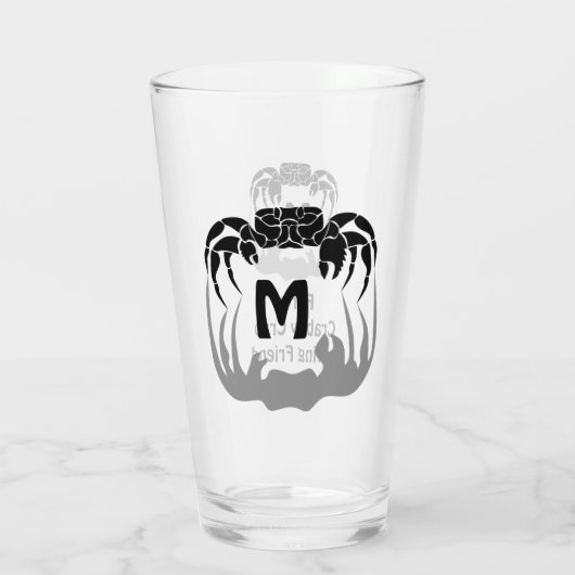 Ghost Crab Silhouette Casting a Shadow Monogram Glas (Achterkant)