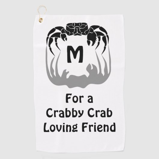 Ghost Crab Silhouette Casting a Shadow Monogram Golfhanddoek (Voorkant)