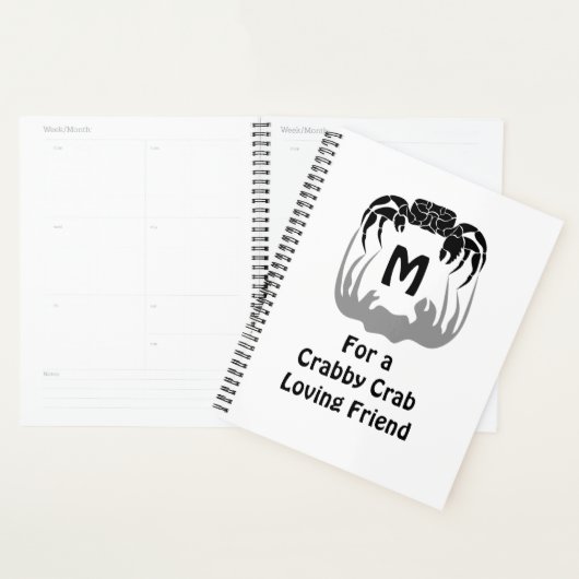 Ghost Crab Silhouette Casting a Shadow Monogram Planner (Display)