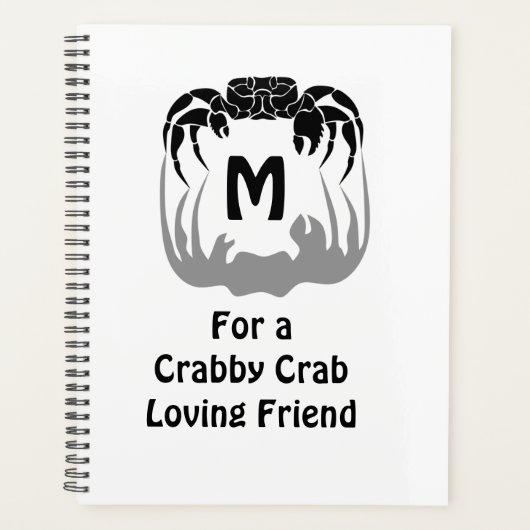 Ghost Crab Silhouette Casting a Shadow Monogram Planner (Voorkant)