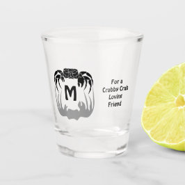 Ghost Crab Silhouette Casting a Shadow Monogram Shot Glas