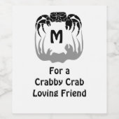 Ghost Crab Silhouette Casting a Shadow Monogram Wijn Etiket (Enkel label)