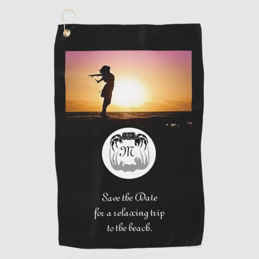Ghost Crab Silhouette en Shadow Monogram Foto Golfhanddoek (Voorkant)