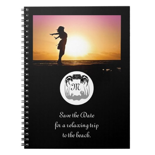 Ghost Crab Silhouette en Shadow Monogram Foto Notitieboek (Voorkant)