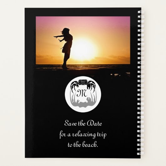 Ghost Crab Silhouette en Shadow Monogram Foto Planner (Achterkant)