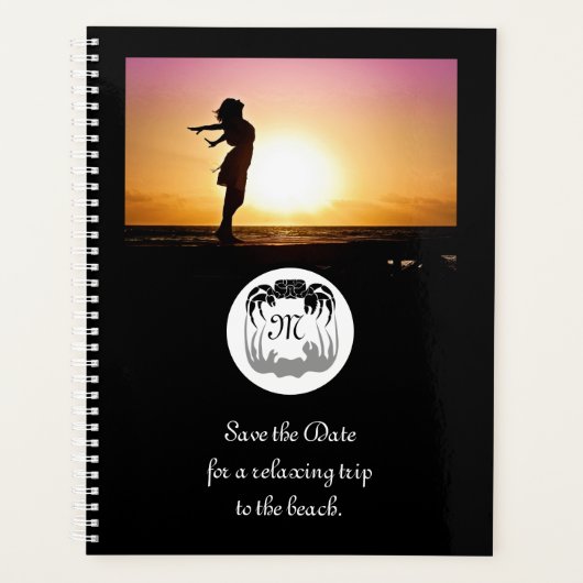 Ghost Crab Silhouette en Shadow Monogram Foto Planner (Voorkant)
