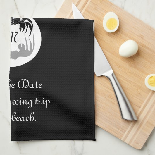 Ghost Crab Silhouette en Shadow Monogram Foto Theedoek (Quarter Fold)