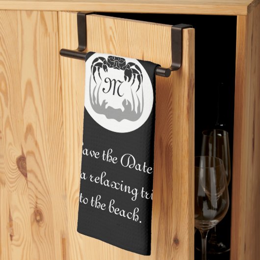 Ghost Crab Silhouette en Shadow Monogram Foto Theedoek (Derde Gevouwen)