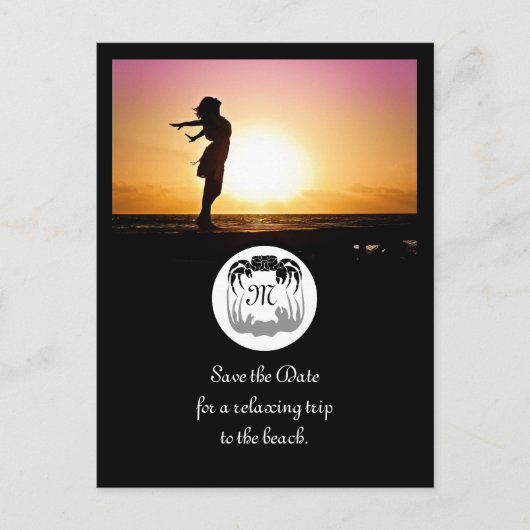 Ghost Crab Silhouette en Shadow Monogram Foto Uitnodiging Briefkaart (Voorkant)