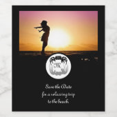 Ghost Crab Silhouette en Shadow Monogram Foto Wijn Etiket (Enkel label)