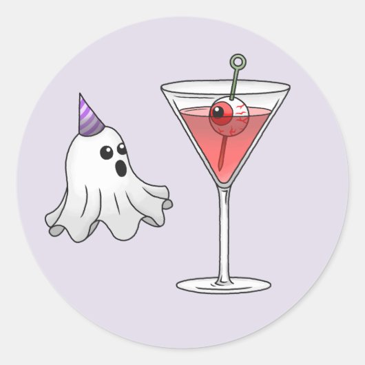  Ghost & Creepy Cocktail Ronde Sticker (Voorkant)