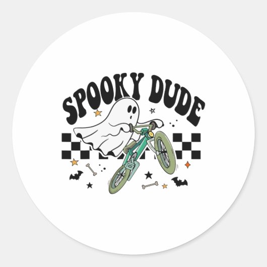 Ghost Cycling Fietsretro Halloween Party C Ronde Sticker (Voorkant)