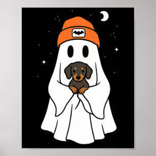 Ghost Dachshund Doxie Dierenvriend Halloween Beeni Poster