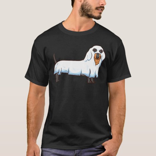 Ghost Dachshund Spooky Dog Wiener Halloween Costum T-shirt (Voorkant)