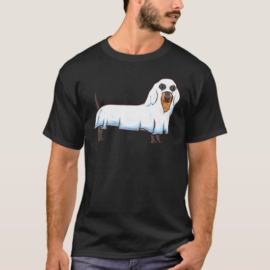 Ghost Dachshund Spooky Dog Wiener Halloween Costum T-shirt (Voorkant)