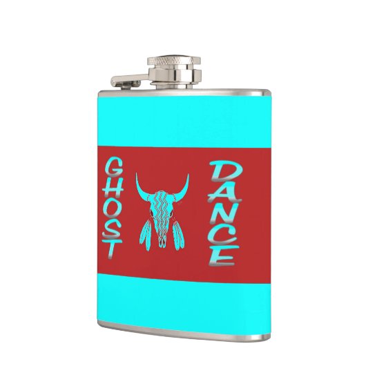 Ghost Dance turquoise blauw ingepakt kolf Heupfles (Links)