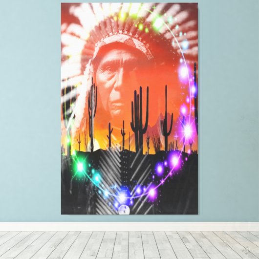 Ghost Dance van de indianen Canvas Afdruk (Insitu (Houten vloer))