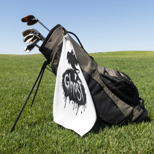 Ghost – Dark Horror Dripping Text Art Golfhanddoek (Groen)
