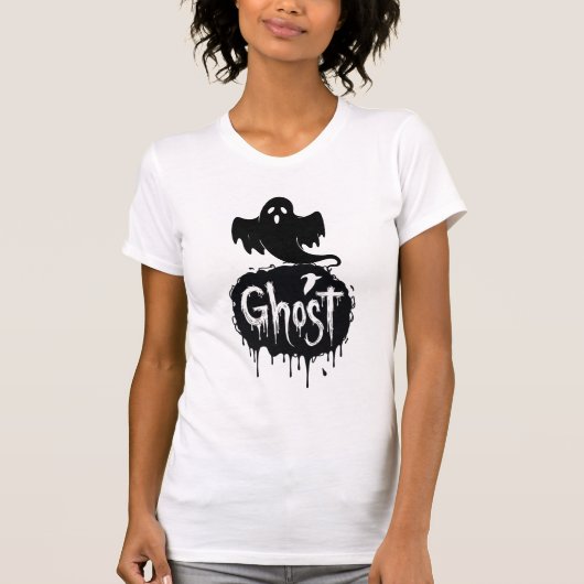 Ghost – Dark Horror Dripping Text Art T-shirt (Voorkant)