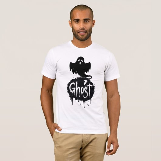 Ghost – Dark Horror Dripping Text Art T-shirt (Voorkant volledig)