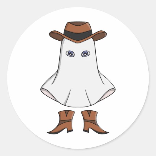 Ghost Dearing Cowboy Pet en laarzen Ronde Sticker (Voorkant)