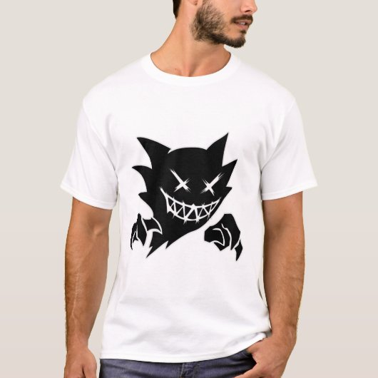 Ghost Demon Sketchy Blackwork Tattoo Flash T-shirt (Voorkant)