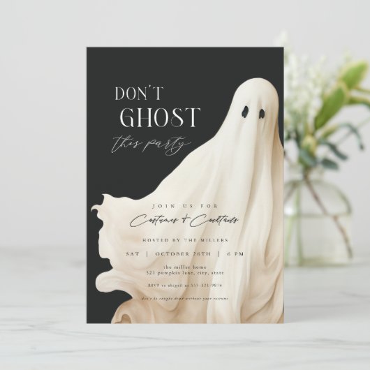 Ghost deze party Halloween uitnodiging niet (Staand voorkant)