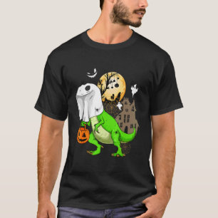 Ghost Dinosaur Skelet Boo Halloween Boys Kind Pu T-shirt