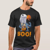 Ghost Dinosaur T rex Funny Boo Halloween Boys Mann T-shirt (Voorkant)