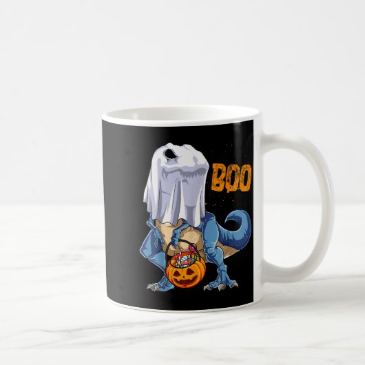 Ghost Dinosaur T Rex Funny Boo Halloween Boys Men Koffiemok (Rechts)