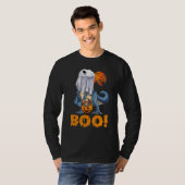 Ghost Dinosaur T rex Funny Boo Halloween Boys Men T-shirt (Voorkant volledig)