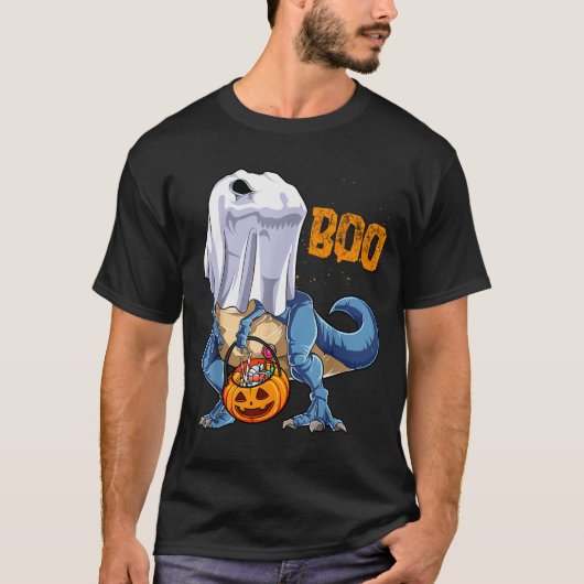 Ghost Dinosaur T Rex Funny Boo Halloween Boys Men  T-shirt (Voorkant)